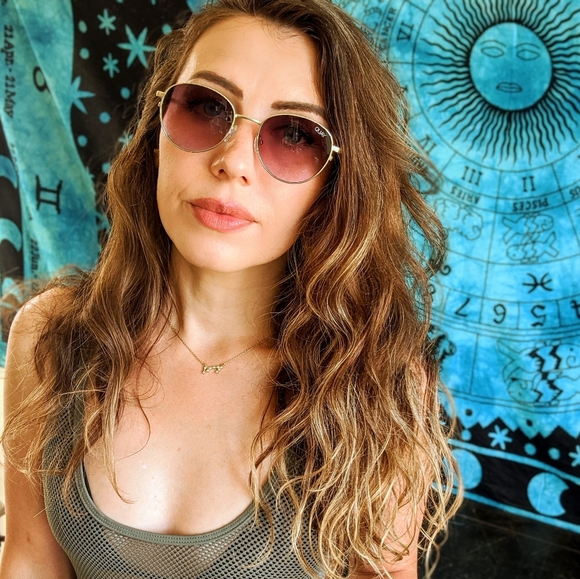 Quay crazy love purple gold metal round aviator - Picture 2 of 8